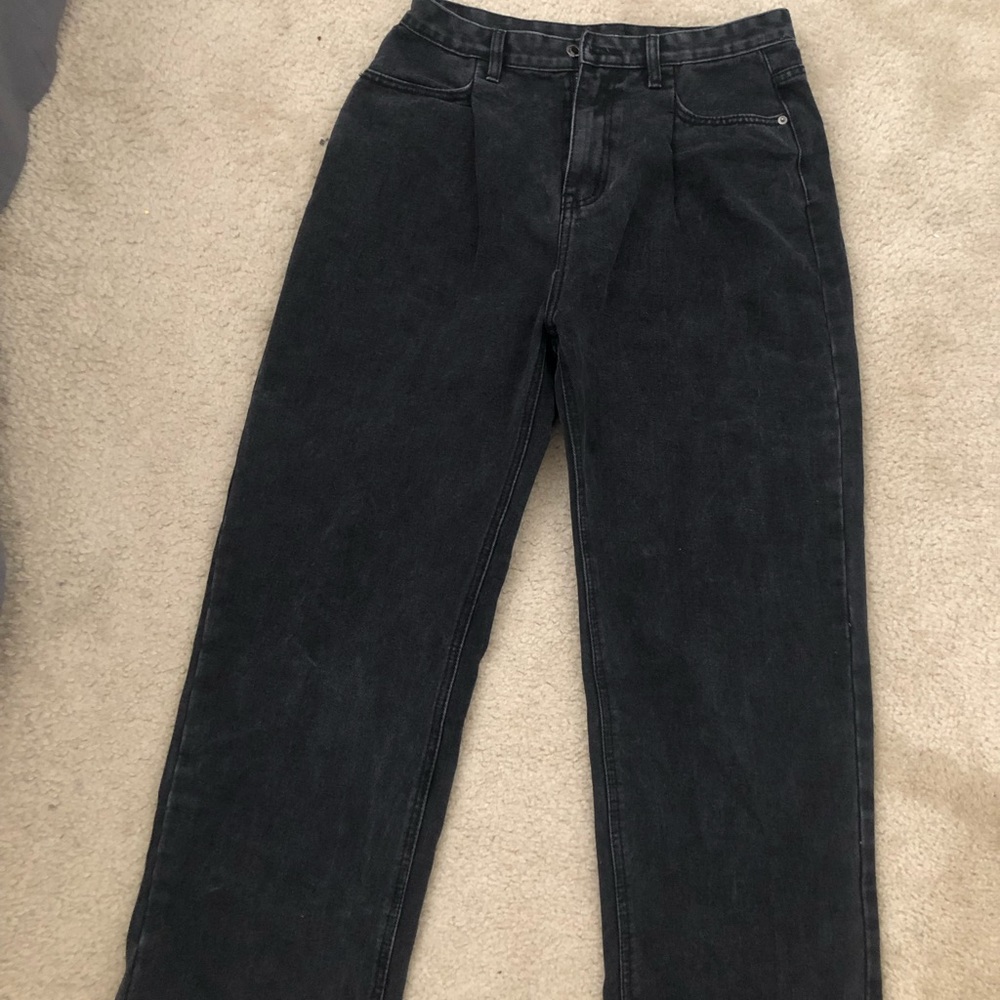 Black wide leg mom jeans